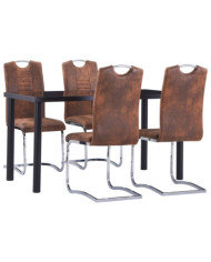 Ensemble de salle à manger 5 pcs Similicuir daim Marron | Mobilier & Déco