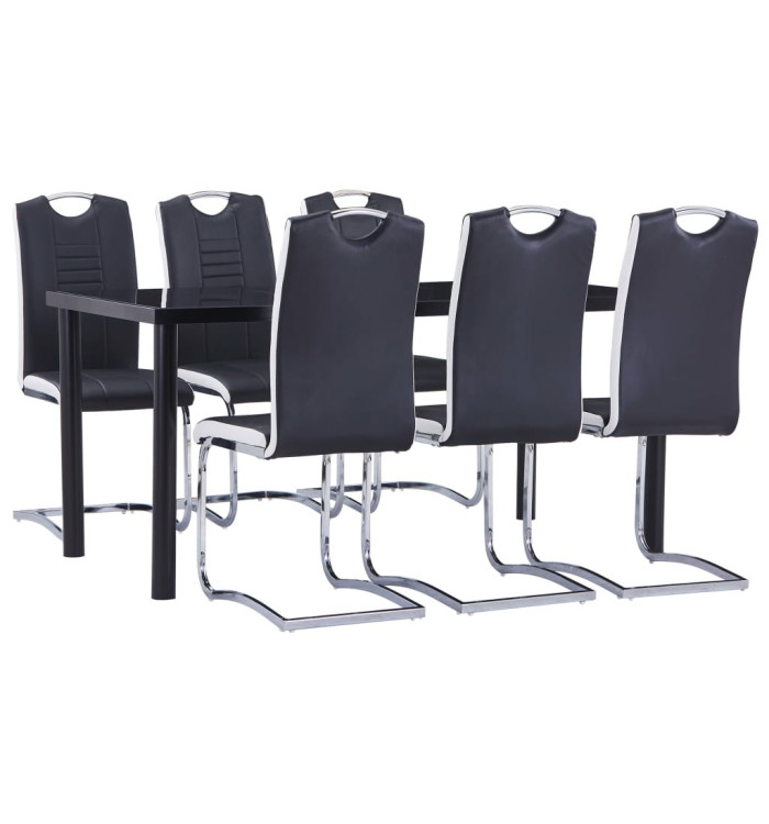 Ensemble de salle à manger 7 pcs Similicuir Noir | Mobilier & Déco