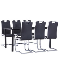 Ensemble de salle à manger 7 pcs Similicuir Noir | Mobilier & Déco