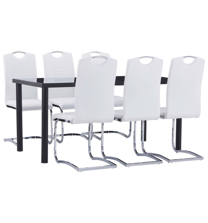 Ensemble de salle à manger 7 pcs Similicuir Blanc | Mobilier & Déco