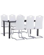 Ensemble de salle à manger 7 pcs Similicuir Blanc | Mobilier & Déco