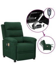 Fauteuil électrique de massage Vert foncé Tissu | Mobilier & Déco