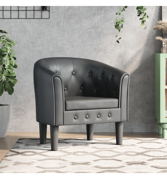 Chaise cabriolet gris similicuir | Mobilier & Déco