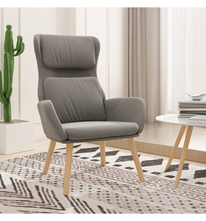 Chaise de relaxation Gris clair Velours | Mobilier & Déco