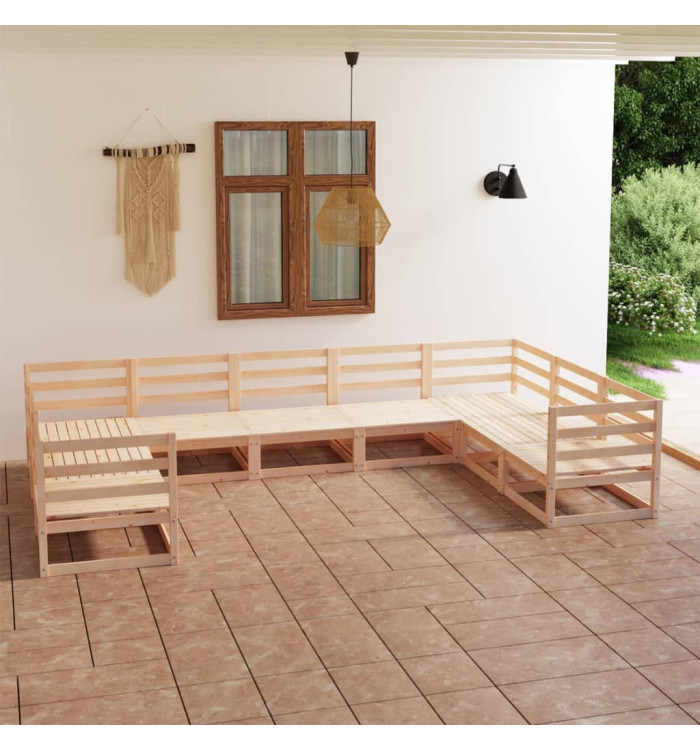 Salon de jardin 9 pcs bois de pin massif | Mobilier & Déco