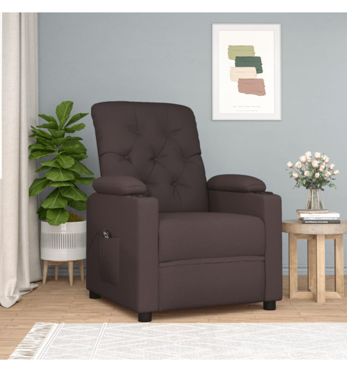 Fauteuil inclinable électrique Marron foncé Tissu | Mobilier & Déco