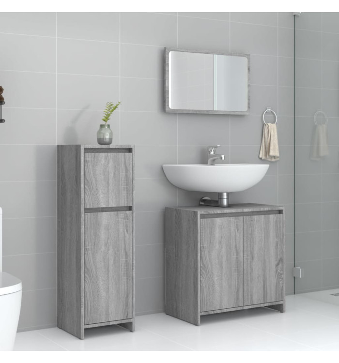 Ensemble de meubles de salle de bain 3 pcs Sonoma gris | Mobilier & Déco