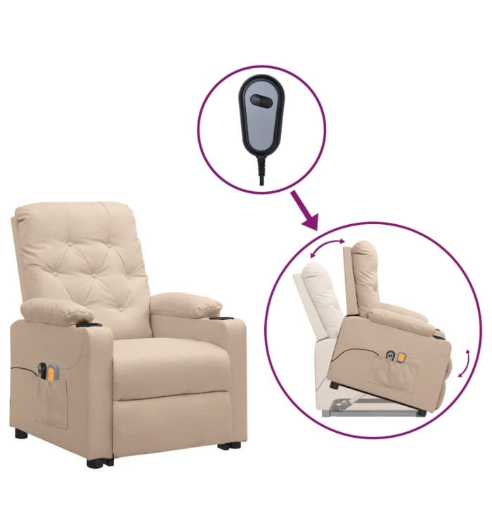Fauteuil de massage Crème Tissu | Mobilier & Déco