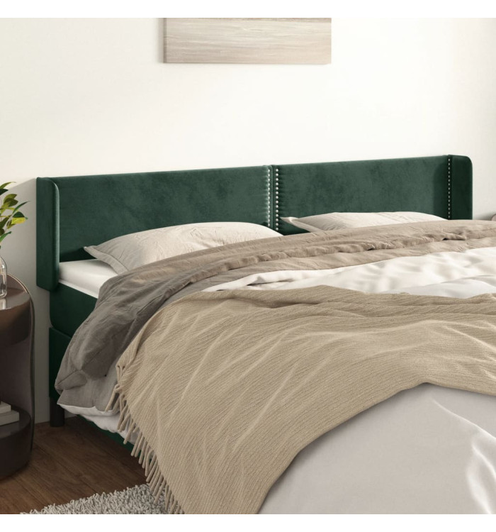 Tête de lit avec oreilles Vert foncé 163x16x78/88 cm Velours | Mobilier & Déco