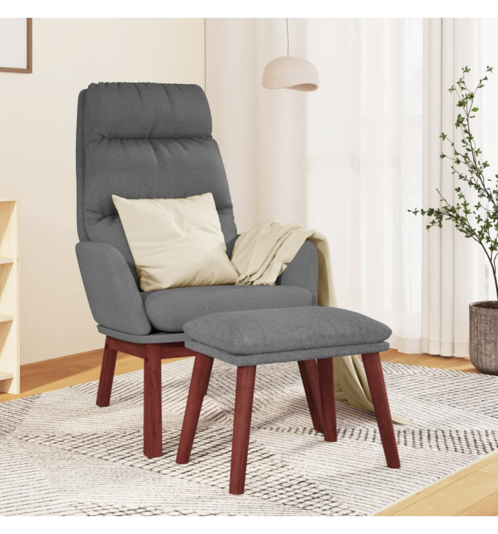 Chaise de relaxation avec tabouret Gris clair Tissu | Mobilier & Déco