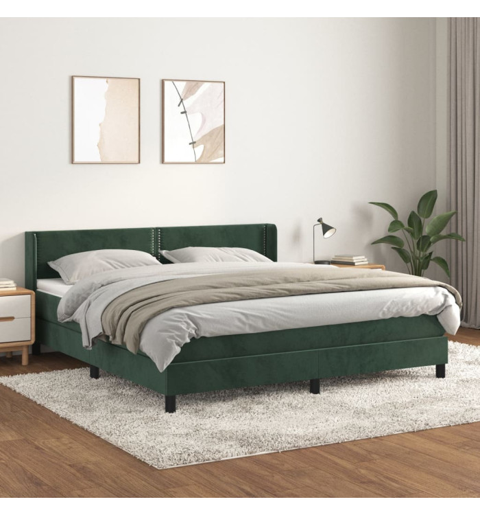 Sommier à lattes de lit et matelas Vert foncé 160x200cm Velours | Mobilier & Déco