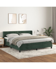 Sommier à lattes de lit et matelas Vert foncé 160x200cm Velours | Mobilier & Déco