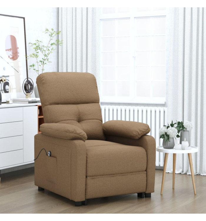 Fauteuil inclinable électrique Marron Tissu | Mobilier & Déco