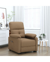 Fauteuil inclinable électrique Marron Tissu | Mobilier & Déco
