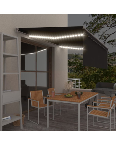 Auvent manuel rétractable avec store et LED 4,5x3 m Anthracite | Mobilier & Déco