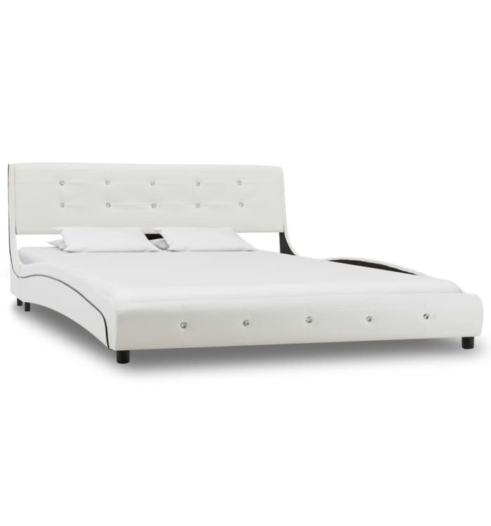 Cadre de lit sans matelas blanc similicuir 135x190 cm | Mobilier & Déco