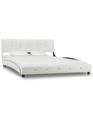 Cadre de lit sans matelas blanc similicuir 135x190 cm | Mobilier & Déco