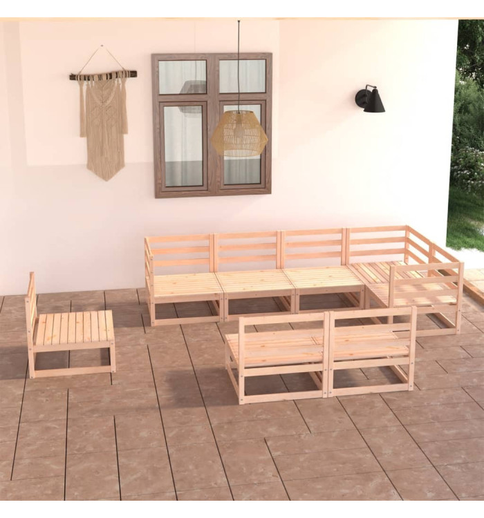 Salon de jardin 8 pcs bois de pin massif | Mobilier & Déco