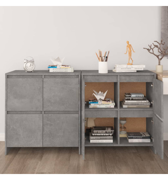 Buffets 2 pcs Gris béton 70x41x75 cm Bois d'ingénierie | Mobilier & Déco