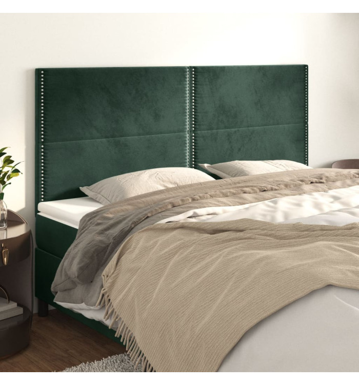 Têtes de lit 4 pcs Vert foncé 80x5x78/88 cm Velours | Mobilier & Déco