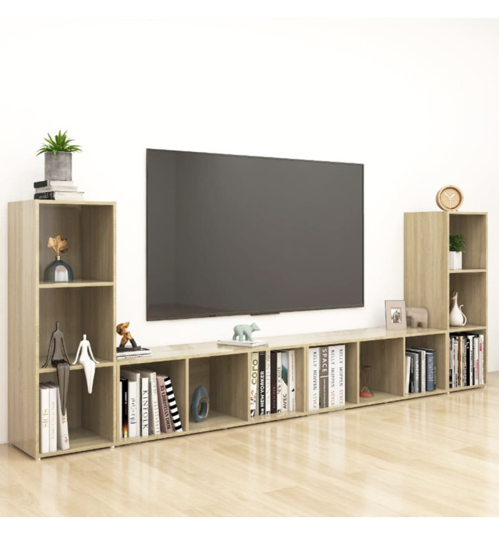 Meubles TV 4 pcs Chêne sonoma 107x35x37 cm Bois d'ingénierie | Mobilier & Déco