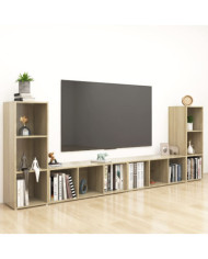 Meubles TV 4 pcs Chêne sonoma 107x35x37 cm Bois d'ingénierie | Mobilier & Déco