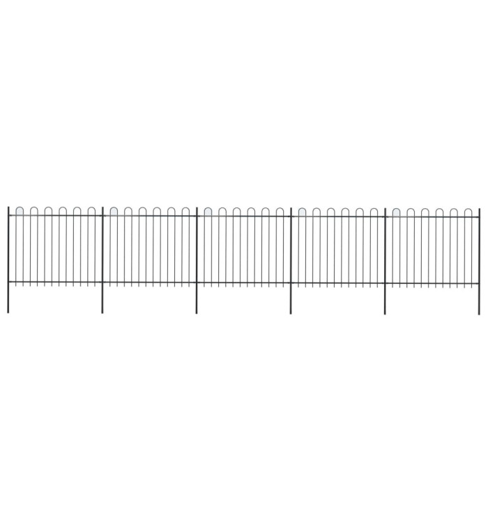 Clôture de jardin avec dessus en cerceau Acier 8,5 x 1,5 m Noir | Mobilier & Déco