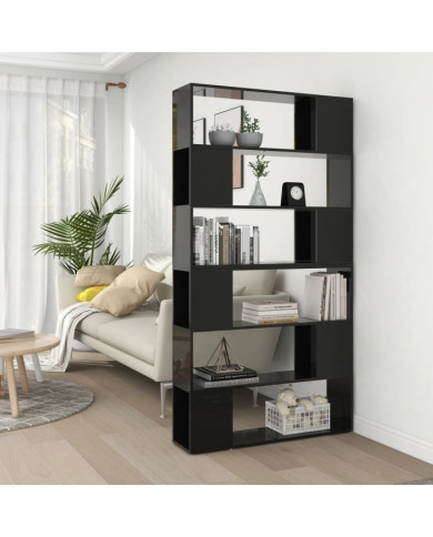 Bibliothèque/Séparateur de pièce Noir brillant 100x24x188 cm | Mobilier & Déco