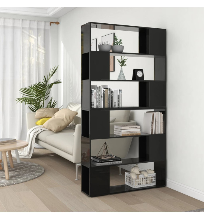 Bibliothèque/Séparateur de pièce Noir brillant 100x24x188 cm | Mobilier & Déco