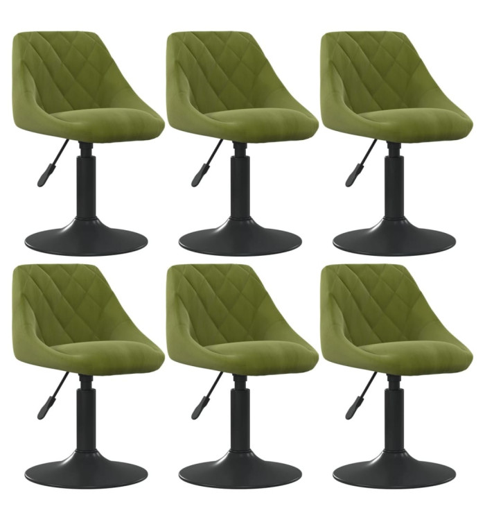 Chaises pivotantes à manger lot de 6 vert clair velours | Mobilier & Déco