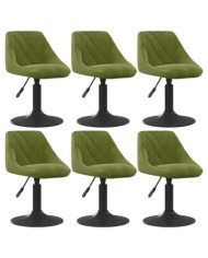 Chaises pivotantes à manger lot de 6 vert clair velours | Mobilier & Déco
