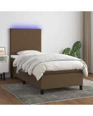 Sommier à lattes de lit et matelas et LED Marron foncé 80x200cm | Mobilier & Déco