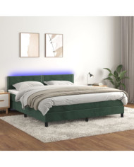 Sommier à lattes de lit avec matelas LED Vert foncé 160x200 cm | Mobilier & Déco