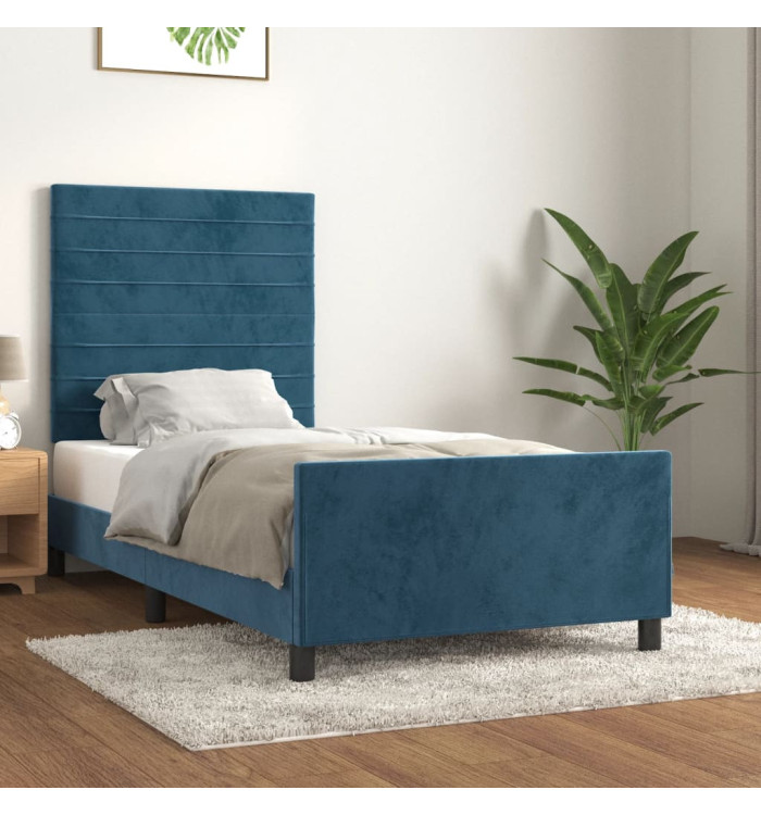 Cadre de lit sans matelas bleu foncé 80x200 cm velours | Mobilier & Déco