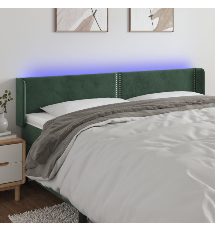 Tête de lit à LED Vert foncé 163x16x78/88 cm Velours | Mobilier & Déco