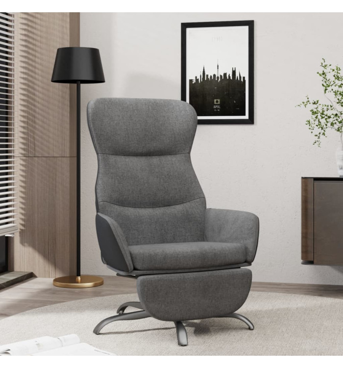 Chaise de relaxation avec repose-pieds Gris foncé Tissu | Mobilier & Déco