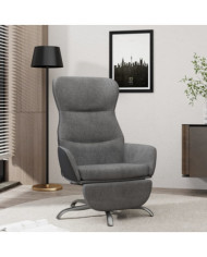 Chaise de relaxation avec repose-pieds Gris foncé Tissu | Mobilier & Déco