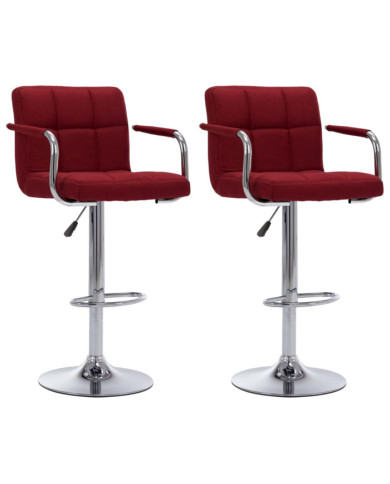 Chaises de bar lot de 2 bordeaux tissu | Mobilier & Déco