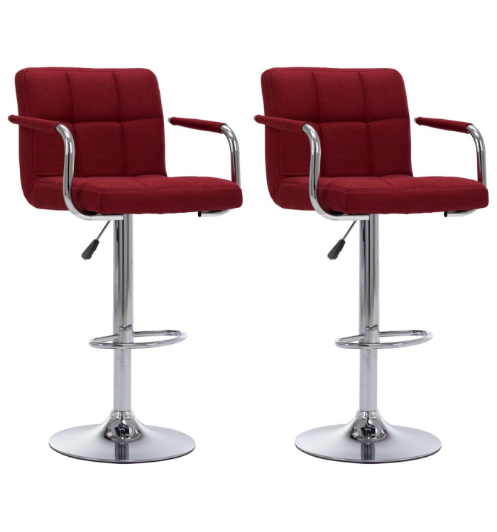 Chaises de bar lot de 2 bordeaux tissu | Mobilier & Déco