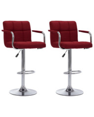 Chaises de bar lot de 2 bordeaux tissu | Mobilier & Déco