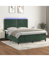 Sommier à lattes de lit matelas et LED Vert foncé 160x200 cm | Mobilier & Déco