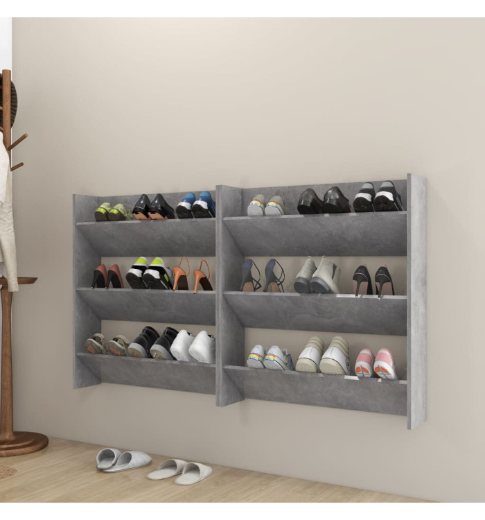 Armoires à chaussures murales 2 pcs Gris béton 80x18x90 cm | Mobilier & Déco