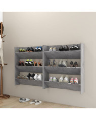 Armoires à chaussures murales 2 pcs Gris béton 80x18x90 cm | Mobilier & Déco