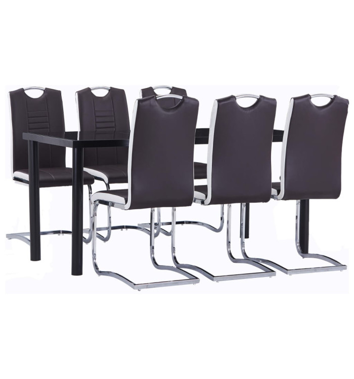 Ensemble de salle à manger 7 pcs Similicuir Marron | Mobilier & Déco