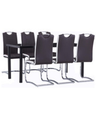 Ensemble de salle à manger 7 pcs Similicuir Marron | Mobilier & Déco