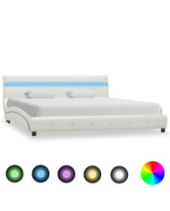 Cadre de lit avec LED blanc similicuir 150x200 cm | Mobilier & Déco