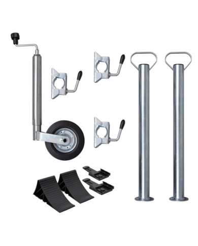 Roue jockey 48 mm avec 2 tubes de support et 3 pinces divisées | Mobilier & Déco