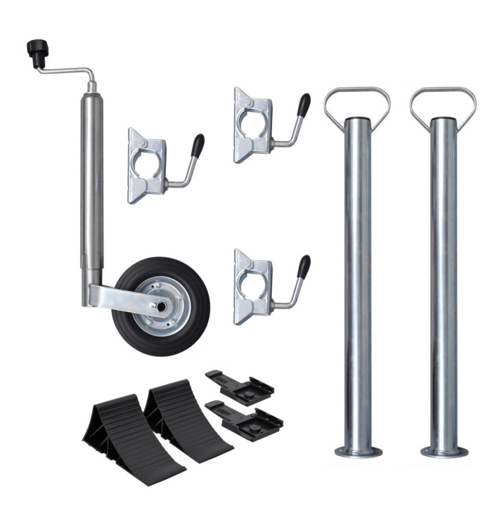 Roue jockey 48 mm avec 2 tubes de support et 3 pinces divisées | Mobilier & Déco