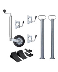 Roue jockey 48 mm avec 2 tubes de support et 3 pinces divisées | Mobilier & Déco