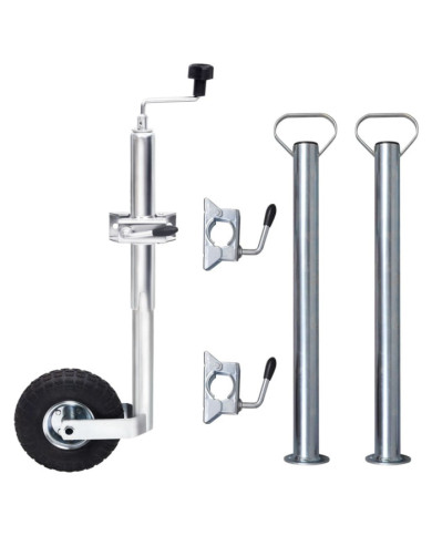 Roue jockey 48 mm avec 2 tubes de support et 3 pinces fendues | Mobilier & Déco